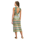 Miken Juniors Striped Low-Back Dress Swim Cover Up I9083K795 Ivory / Green S