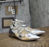 INC International Concepts Womens Valan Triple-Strapped Flats Silver Gray 8M