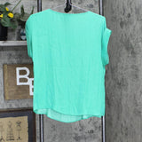 Nine West Womens Lightweight Roll Tab Blouse Shirt Top 1661b3d61ebf53 Green S