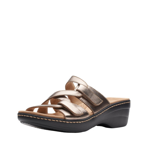 Clarks Merliah Karli Wedge Sandal 26158230 Metallic Brown Black 5.5M