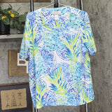 Alfred Dunner Print Short Sleeve Rope Accent Neckline T-Shirt Blue Multi 1X