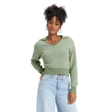 Universal Thread Collared V-Notch Striped Side-Slit Pullover Sweater Green S