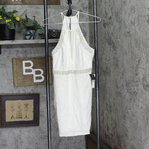 Teeze Me Juniors Embellished Illusion Sheath Dress H161252 Cream Off White 7/8