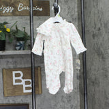 Little Me Baby Girls Coverall with Matching Hat Ivory Rose Off White 3 Months