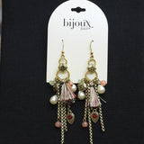 Bijoux Bar Boho Chandelier Cluster Charm Dangly Earrings Gold / Multi 4.25"