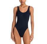 Solid & Striped Cloud Terry One-Piece Hailey Swimsuit Textured Noir Black S