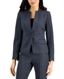 Le Suit Womens Stand-Collar Single-Button Suit Jacket 50040459 Denim Blue 14