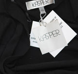 Kasper Womens Open Front Knit Ribbed Asymmetric Hem Cardigan Sweater Black S