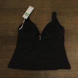 Cece Womens La Vie a La Mer Plunge Neck Tankini Top Swim 25CC15319T Black L