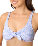 Salt + Cove Juniors Smocked Tie-Front Bikini Swim Top Cornflower Blue M