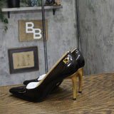 Donna Karan Womens Closed Toe Savita High Heel Stiletto Pumps Black / Gold 6M