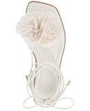 INC International Concepts Womens Gilma Flower Flat Sandals White Smooth 8M