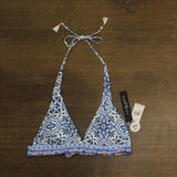 La Blanca Womens Banded Halter Bikini Swimsuit Top Alboran Sea Blue Multi 14