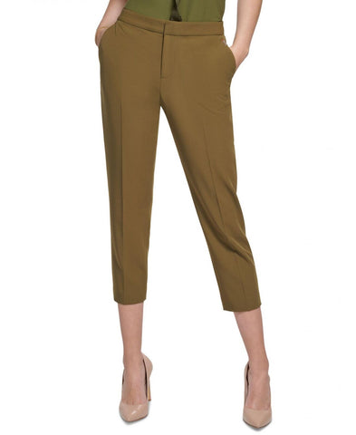 Tommy Hilfiger Women's Sloane Cropped Ankle Pants H26P017B Dark Olive Green 8