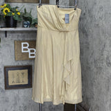 Lauren Ralph Lauren Womens Buckle-Trim Metallic Chiffon Dress Birch Tan Gold 14