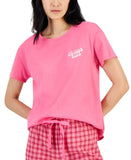 Jenni Womens Graphic-Print Crewneck Pajama Top 100173419MS Always Late Pink XS