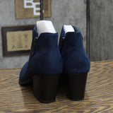 Style & Co. Womens Masrinaaf Suede Block Heel Booties MASRINAAF Navy Blue 7M