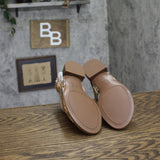 Naturalizer Nia Strappy Slingback Sandal Leather Block Heel Champagne Brown 5M