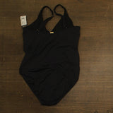 Lauren Ralph Lauren Club Solid Tie Front Underwire One-Piece Swimsuit Black 16