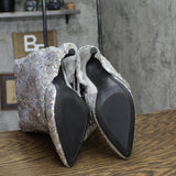 A New Day Womens Abba Sequin Foldover Tall Boots 91636693 Silver Gray 7.5M