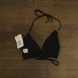 Becca Womens Modern Edge Textured Rib Halter Bikini Top Swim 543857 Black S