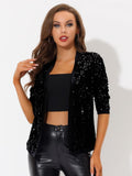 Allegra K Womens Sequin Cardigan Christmas 3/4 Sleeve Open Front a22042500ux0339