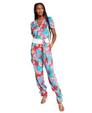 INC International Concepts x Jeannie Mai with Zip Fly Tropical Print Red Multi M