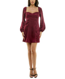 B. Darlin Juniors Sweetheart-Neck Long Sleeve Dress 1JCAR39 Wine Red 9/10