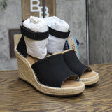 Toms Womens Marisol Platform Wedge Shoes 10016380 Black 7.5M