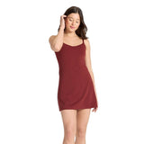 All In Motion Womens Knit Ruched Active Dress with Built in Briefs Maroon Red XS