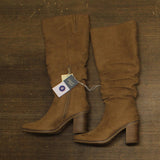 Universal Thread Junie Ruched Block Heel Boots 94568670 Tan Brown 6M
