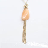 Influence Drop Beaded Cluster Stone Pendant Necklace Gold / Pink 30" + 3.5"