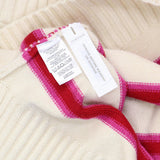 Loft Womens Quarter Zip Mock Neck Pullover Striped Sweater Cream / Pink L
