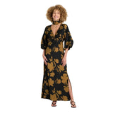 A New Day Womens Tie Neck Maxi Dress Woven 94441349 Black / Brown Floral XL