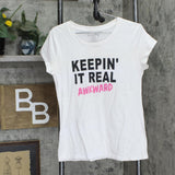 Wound Up Juniors Keepin' It Real Graphic Short Sleeve T-Shirt White XL