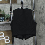 Bar III Womens Petite V-Neck Button-Front Cropped Vest 100207006PT Black PM