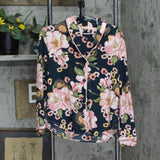Room Service Womens 2-Piece Shawl Collar Pajama Set 1730042 Pink/Black Floral S