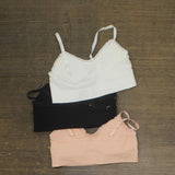 MeMoi Womens 3-Pack Seamless Padded Ribbed Bralette Pink Multi S