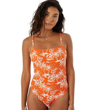 Roxy Womens One Piece Open Low Back Swimsuit 434002110 Red White Multi XL