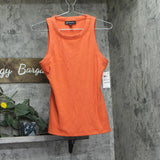 INC International Concepts Womens Ribbed Crewneck Top Summer Fig Orange M