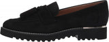 Franco Sarto Womens Carolynn Lug Sole Loafer with Tassel Detail Black Suede 8.5M