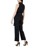 Taylor Women's V-Neck Tie-Waist Scuba Crepe Jumpsuit 3082M Black 12