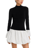 Aqua Mixed Media Mini Bubble Dress MS55525 Black / White S