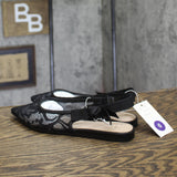 A New Day London Lace Slingback Bow Flats 94303521 Black 6M