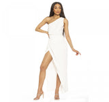 Alexia Admor Women's Alessi One Shoulder Draped Maxi Dress D3887 White 12