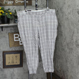 Ava & Viv Womens High-Rise Tapered Pants 89557691 Cream Plaid Off White 26