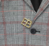 Elie Balleh Big Boys Slim Fit Blazer Suit Jacket Coat Cayenne Gray Plaid 6