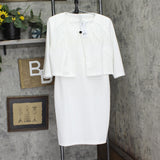 Ny Collection Petite Two Piece Jacket and Dress Set PNY9115 White 14P
