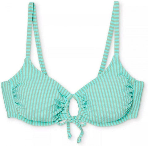 Xhilaration Women's Seersucker Front Loop Bralette Bikini Top