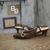 A New Day Womens Tabitha Oversized Chain Sling Back Heels 94305248 Brown 8.5M